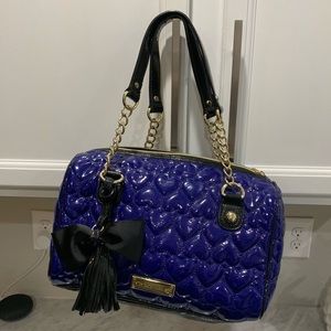 Betsy Johnson Royal Blue Quilted Heart Handbag